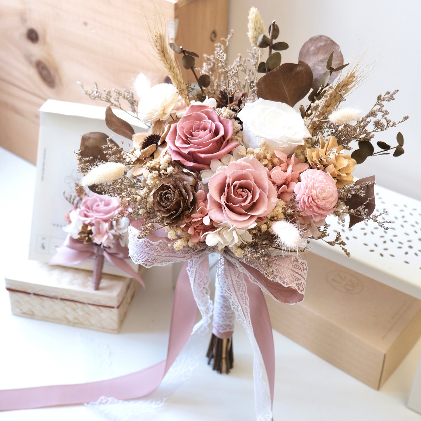 【散形花球】粉紅色保鮮花散形花球｜Wedding Bouquet