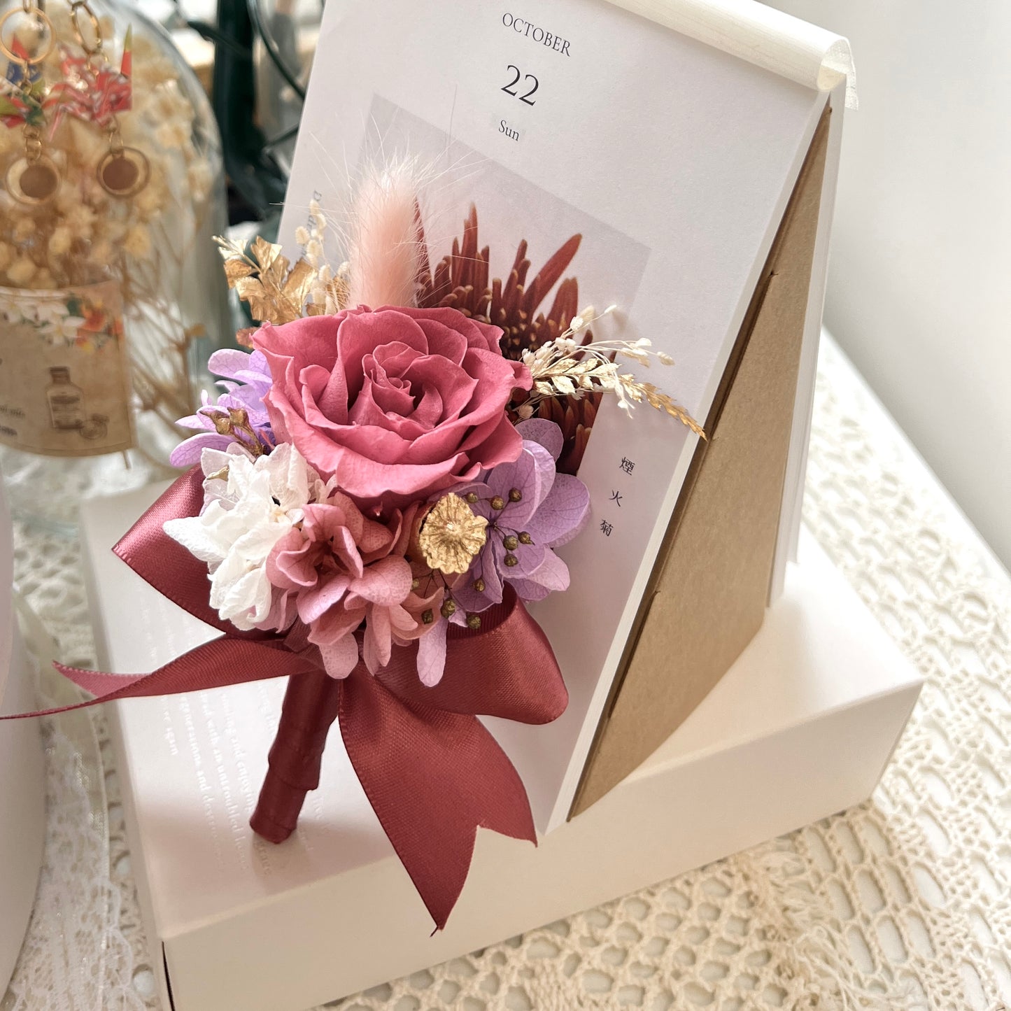 紫紅色保鮮花圓形花球｜Wedding Bouquet